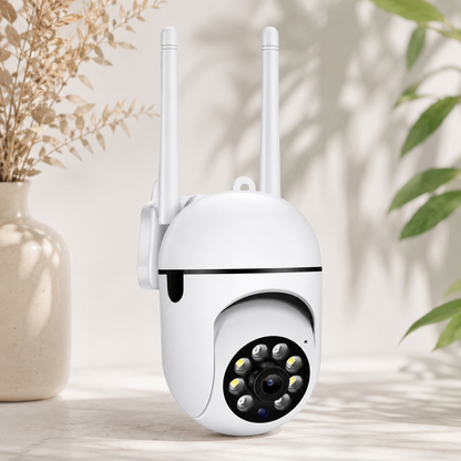 Cámara inteligente de seguridad con monitoreo remoto, visión nocturna, detección de movimiento y vigilancia en tiempo real para hogar o negocio.