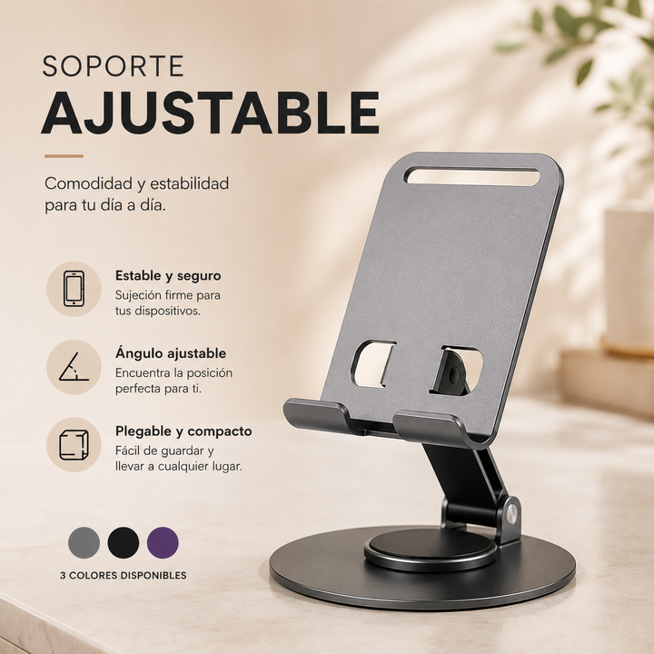 Soporte para teléfono celular con rotación de 360 grados fabricado en aleación de aluminio para escritorio.