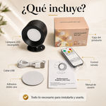Lámpara LED de pared recargable con control remoto, brillo ajustable, temporizador y base magnética orientable, ideal para dormitorio, lectura y espacios del hogar.