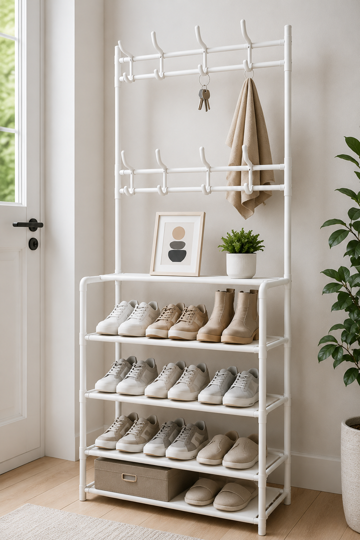 perchero, zapatero, organizador de zapatos, estante para calzado, mueble organizador, perchero de entrada, almacenamiento para zapatos, ahorro de espacio, organizador del hogar, mueble multifuncional, rack para zapatos, colgador de ropa, armario abierto, organizador práctico, decoración del hogar, fácil ensamblaje, resistente, moderno, elegante, organizador de entrada, almacenamiento eficiente, perchero metálico, estante organizador, hogar y oficina, muebles para dormitorio, organizador compacto, zapatero v