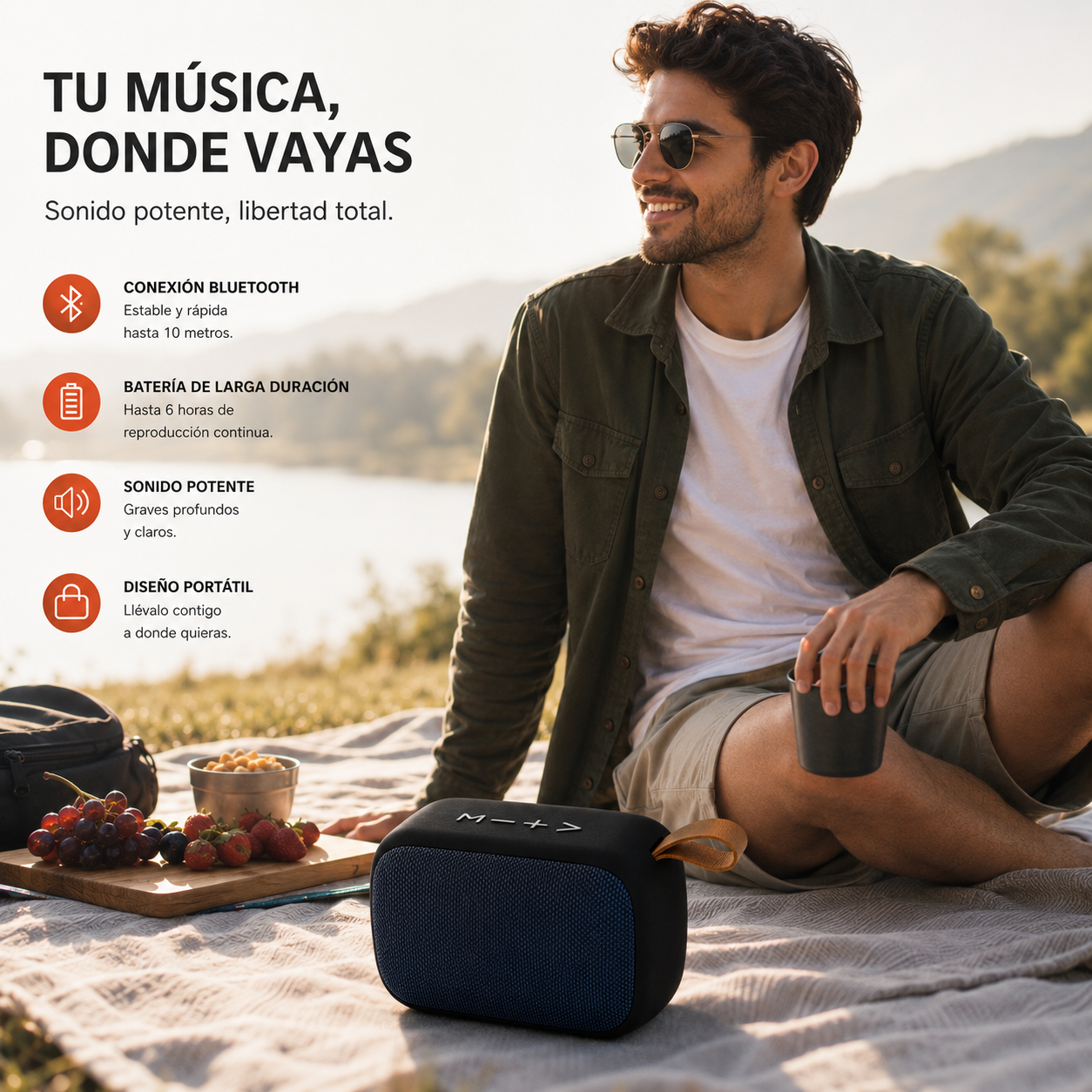 Altavoz inalámbrico TablePro MG2 con correa de transporte integrada
Speaker inalámbrico TablePro MG2 para música, llamadas y entretenimiento