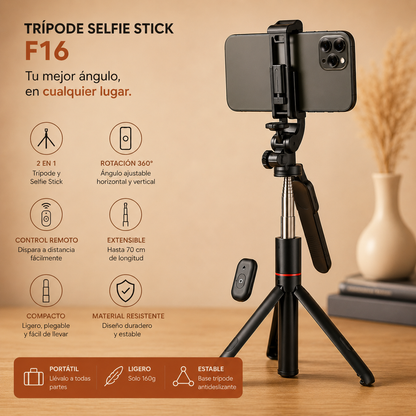 Trípode compacto y ligero fácil de transportar y almacenar
Trípode para smartphone ideal para fotografía y grabación de videos