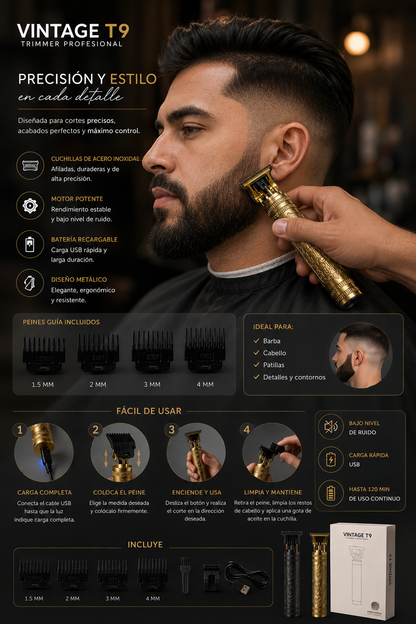 Afeitadora eléctrica multifuncional recargable con cabezal rotativo triple, cepillo facial, perfilador nasal y accesorios de precisión para el cuidado personal masculino.