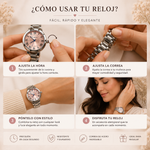 Reloj analógico para caballero con esfera redonda negra, números romanos, indicador de fecha, correa negra y diseño elegante para uso formal o diario.