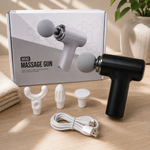 Pistola de masajes muscular con diseño ergonómico, ideal para aliviar la tensión, favorecer la recuperación después del ejercicio y brindar masajes de percusión en diferentes zonas del cuerpo.