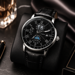 Reloj analógico redondo color negro con diseño elegante, esfera de fácil lectura, acabado moderno y estilo versátil para uso diario o formal.