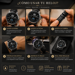 Reloj analógico redondo color negro con diseño elegante, esfera de fácil lectura, acabado moderno y estilo versátil para uso diario o formal.
