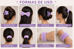Kit de accesorios para el cabello color morado con scrunchie, pinzas, ligas y ganchos para peinados de niña o mujer