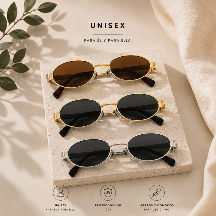Gafas de sol con diseño moderno y elegante, ideales para proteger los ojos de la luz solar mientras complementan su estilo en actividades diarias y al aire libre.