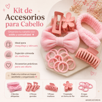 Kit de accesorios para el cabello color morado con scrunchie, pinzas, ligas y ganchos para peinados de niña o mujer