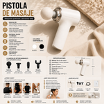 Pistola de masajes muscular con diseño ergonómico, ideal para aliviar la tensión, favorecer la recuperación después del ejercicio y brindar masajes de percusión en diferentes zonas del cuerpo