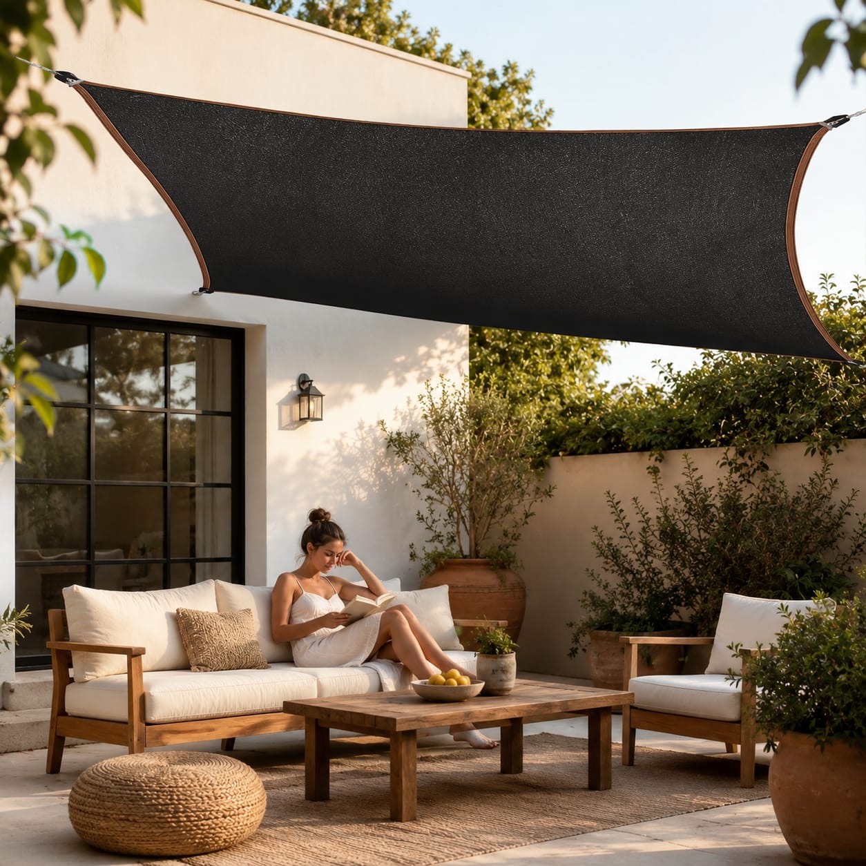 Protege tus espacios del sol y disfruta un ambiente más fresco con este toldo de sombra de alta resistencia. Su diseño transpirable permite la circulación del aire mientras ayuda a reducir el calor y la exposición a los rayos UV. Fabricado con tela reforzada, bordes resistentes y ojales metálicos para una sujeción más segura, es una excelente opción para patios, jardines, piscinas, terrazas y cocheras. Además, su instalación es práctica y su material está diseñado para resistir las condiciones del exterior,