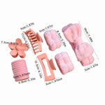 Kit de accesorios para el cabello color morado con scrunchie, pinzas, ligas y ganchos para peinados de niña o mujer